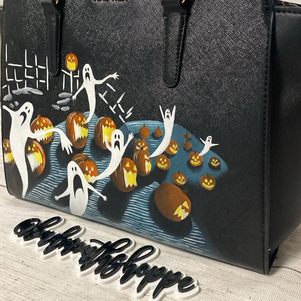 *Cup of Horror The Nightmare Before Christmas Pumpkin Patch Satchel Purse Bag - Picture 3 of 14